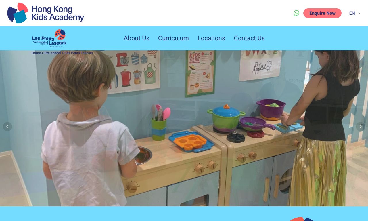 Screenshot of the Home Page of LES PETITS LASCARS FRENCH INTERNATIONAL PRESCHOOL (CENTRAL)